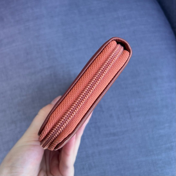 Chanel Caviar Skin Coco Mark Long Wallet Leather Zip Around Brown Red - Picture 5 of 8